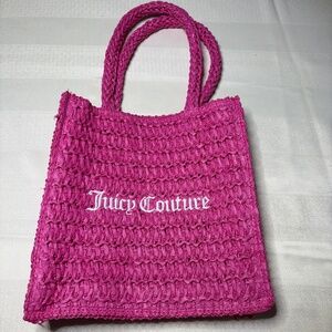 Juicy Couture, little pink Raffia Woven Tote